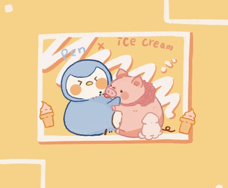 ぺんちゃん＋(ペット、人など)を一緒に描きます Instagramを中心に活動しております イメージ1