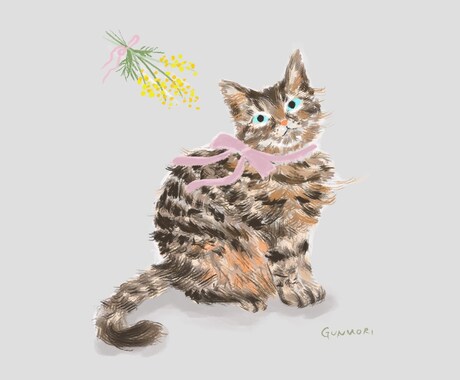 やさしい絵本タッチの動物イラスト描きます 猫、犬、うさぎなどペットの魅力をやさしいタッチで表現します。 イメージ1