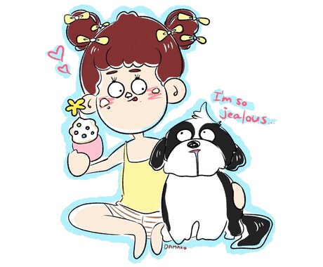 ペットのイラスト描きます 愛犬ちゃんをゆる〜くポップなイラストに！ イメージ1