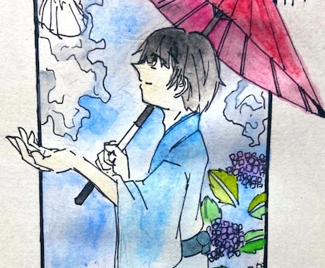 味のあるアナログイラストを描きます 暗い雰囲気から明るい雰囲気までお任せ下さい イメージ1