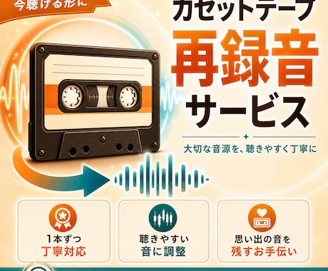 古いカセットの音を整えて新しいカセットに録音します 古いカセットの音を整えて新しいカセットに録音します イメージ1