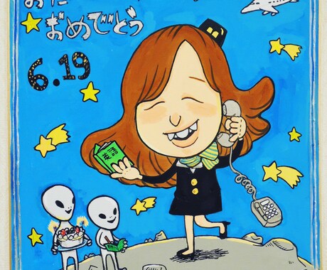 プロの似顔絵師、小学館受賞者がアナログで制作します 色紙サイズで心をこめてお描きする世界に一枚だけの絵 イメージ2