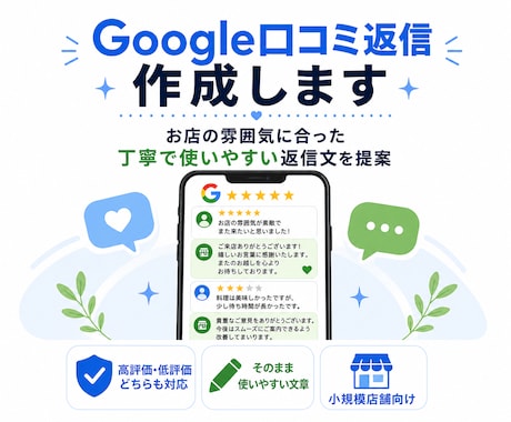 Google口コミへの返信文を作成します 高評価・低評価・星のみの口コミにも丁寧に対応します イメージ1