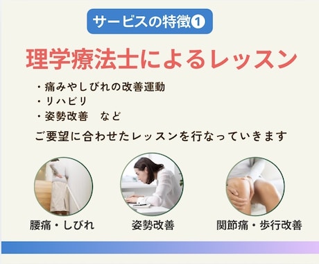理学療法士（国家資格）がオンラインレッスン致します リハビリ/痛み改善/姿勢改善/個別運動/パーソナル行います イメージ2