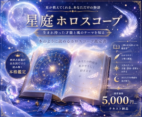 星庭ホロスコープ|西洋占星術で才能を読み解きます 生まれ持った才能、人生テーマを、出生図から丁寧に読み解きます イメージ1
