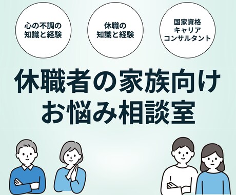 休職中の方のご家族のお悩み相談を行います 一番のサポーターである家族をサポートいたします イメージ1