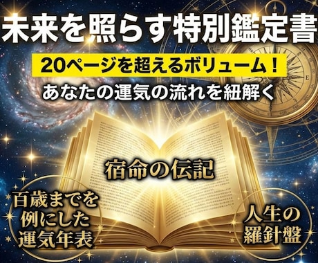 貴方の未来を照らす鑑定書「宿命の伝記」を執筆します あなたの命式から運気を精緻に分析して未来への助言を贈ります イメージ1