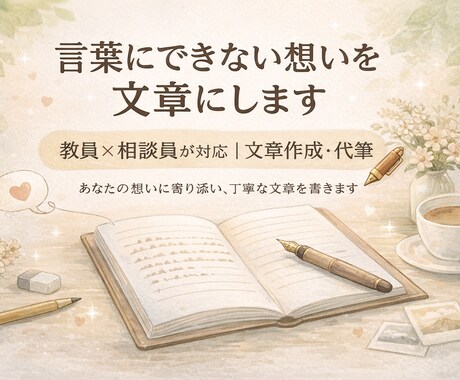元教員×相談員｜想いを丁寧に代筆します 保護者・教員どちらも対応｜手紙・作文・スピーチ・学級通信 イメージ1