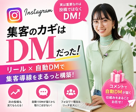 リール動画制作から自動DM設定まで代行いたします コメントをきっかけに自動で集客導線をつくります イメージ1