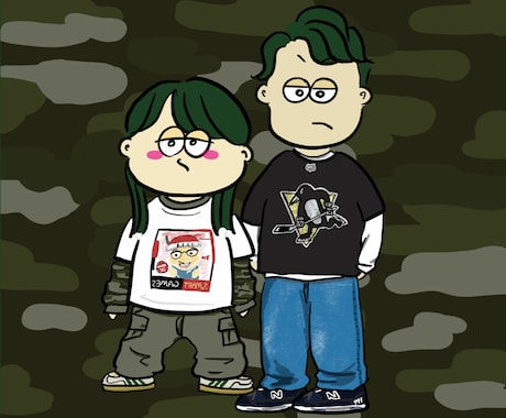 お気に入りの服を着たカップル全身イラスト描きます イメージ1