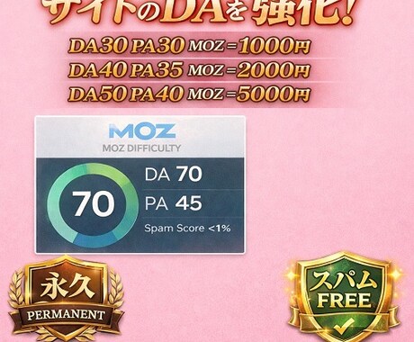 DA 30 mozを迅速かつ安全に増加ます ドメインオーソリティをDA 30 MOZに上げます イメージ1