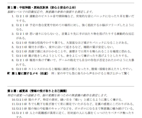 素質科学総合アセスメントシートを作成します 『発達』について「脳・感覚及び気質」をクロス分析 イメージ2