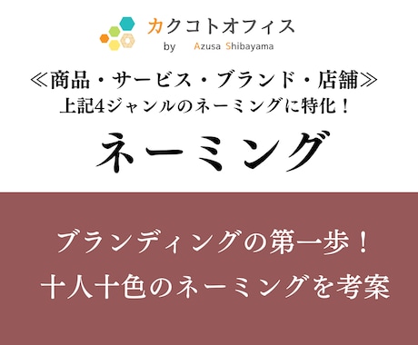 5月も受付中！由来ある『ネーミング』を提案します 商品・サービス・ブランドなどに対応！丁寧に考案します。 イメージ1