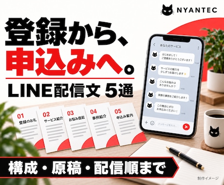 申込みにつなぐLINE配信文を5通作成します イメージ1