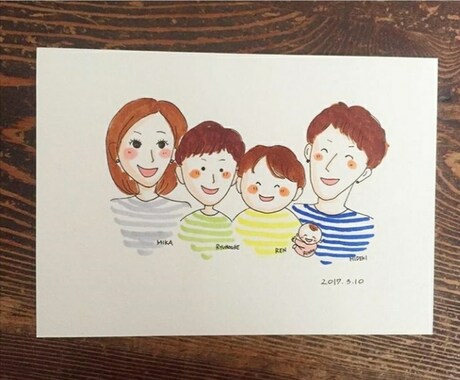 ほんわか暖かみのある雰囲気の似顔絵描きます プレゼント、家族やカップルの記念、名刺、暑中見舞いなどに イメージ2