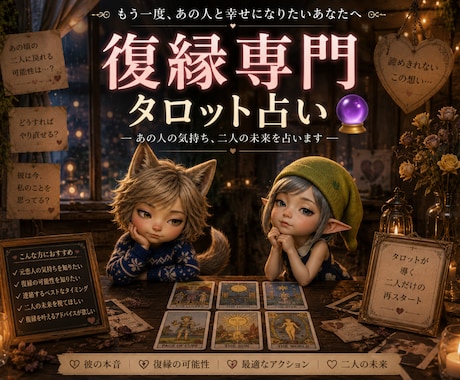 復縁できる可能性をタロットで鑑定します 「忘れられない恋」に、終わりか再スタートかの答えを。 イメージ1