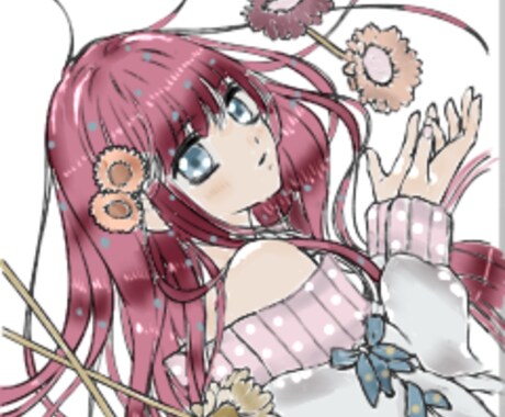 アイコンイラスの女の子色塗ります アイコンやSNSのイラストなど色塗りします イメージ1