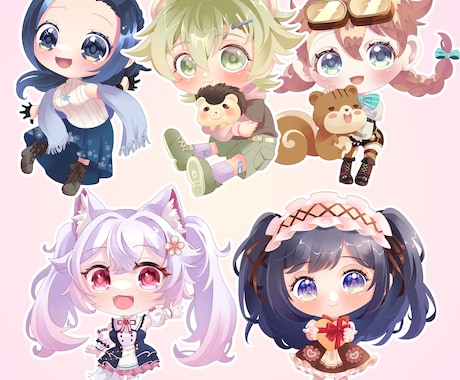 グッズにオススメ！可愛いミニキャラお描きします きゅるきゅるなデフォルメ2頭身キャラ！ イメージ2