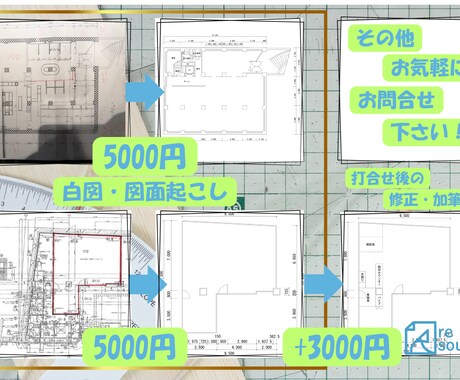 模様替等の家具の収まり図～手書きの図面を起こします 寸法が正確なソフトを使用して作成します。 イメージ2
