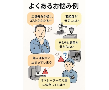 加工の不具合・お悩みを条件見直しで改善します 経験に裏付けられた技術的分析で、見えない原因を浮き彫りに イメージ2