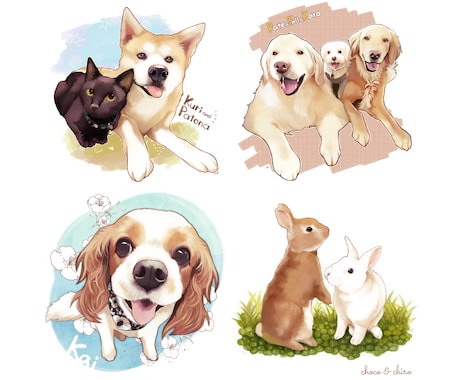様々な絵柄で*ペット・動物のリアルイラスト描きます 【商用利用可】SNSアイコン・プレゼント・ご自宅に飾る用など イメージ2