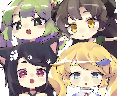5名限定★可愛いSDキャラ全身イラスト制作します 背景透過・商用利用OK！ミニキャラを丁寧に描きます イメージ1