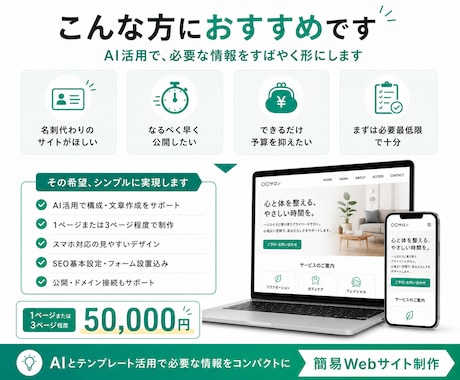 初めてのWEBサイト低予算で作ります 必要な情報を整理し、低予算で形にします。 イメージ2