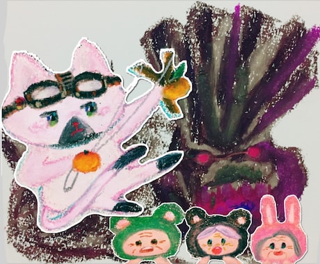 クレヨンで似顔絵アイコンかきます かわいいクレヨンのゆるふわキラキラタッチ イメージ2