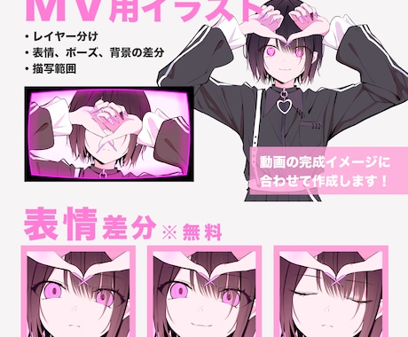 歌ってみた・オリジナル楽曲のMVイラスト描きます 繊細でインパクトのあるアニメ塗り イメージ2