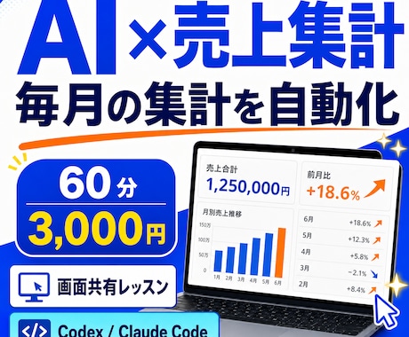 AIで売上集計を自動化できるように教えます イメージ1