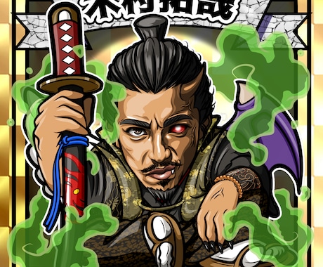 gachapin☆ページ ビックリマンシール風似顔絵 イラストご依頼品