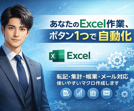 エクセル Excel作業を最短仕組み化いたします マクロ、VBAを用いて自動化し、時間を大幅短縮いたします。 イメージ1