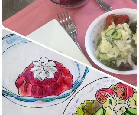 料理の絵描きます お店のメニューをおしゃれにしたい方♪ イメージ2