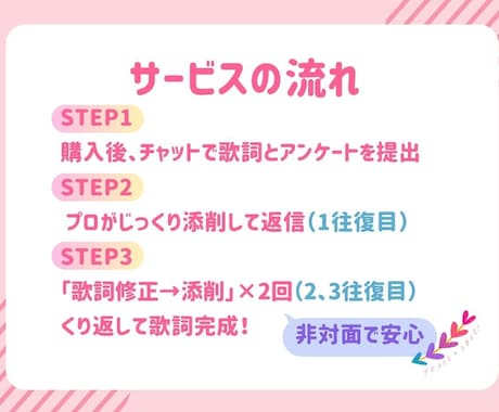 2600万回再生実績のプロ作詞家が歌詞を添削します J-pop歌モノ◆フルコーラス◆初心者歓迎◆プロと一緒に完成 イメージ2
