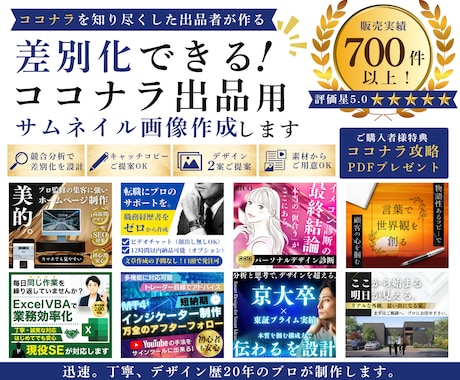 差別化できる！ココナラ出品サムネイル画像作成します イメージ1