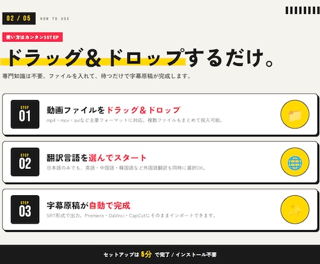 動画音声から日本語＆外国語字幕を自動生成します 最新AIを利用し、高精度な字幕生成を実現！ イメージ2