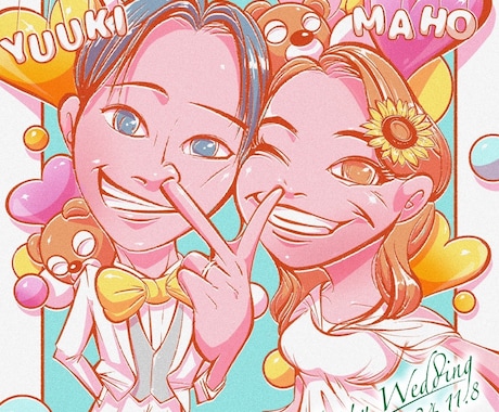 ポップテイスト◎華やかな似顔絵描きます イメージ1