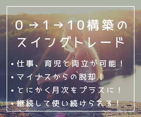 0→1→10構築のFXスイングトレードを公開します 【初心者/兼業/主婦】月間プラスとその先を作りませんか？ イメージ1