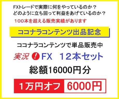 実況！FXシリーズ　１２本セットで１万円オフします 実際のトレードでのポジションの持ち方、足し方、勝ち方を解説 イメージ1