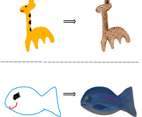 お子さん絵を進化させます 思い出の絵をもっとリアルに。程よいリアルさにアレンジします。 イメージ1