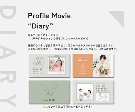 手書き風プロフィールムービー制作します 歩みを綴る日記帳デザイン｜写真とコメントで完成＆丁寧サポート イメージ1