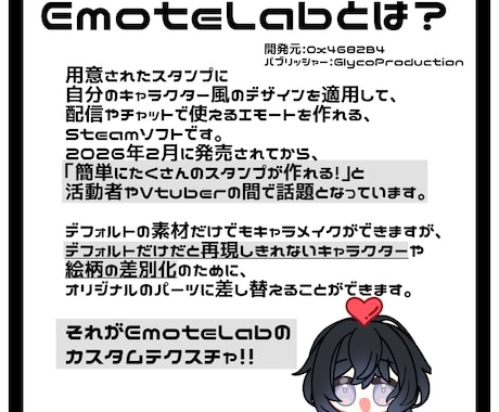 今年話題のEmoteLabテクスチャ作成します 配信スタンプ量産に便利！2種の塗りから選べます イメージ2