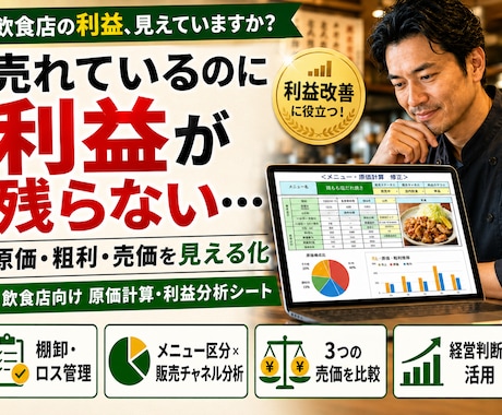 飲食店の原価計算▶モニター価格で利用できます イメージ1