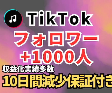 TikTokフォロワー1000人増加させます 高品質×コスパ重視なフォロワーをあなたにご提供 イメージ1