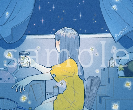 サムネイル、チラシなど一枚絵の制作をします レトロでポップな色使いの個性的なイラストを描きます！ イメージ1