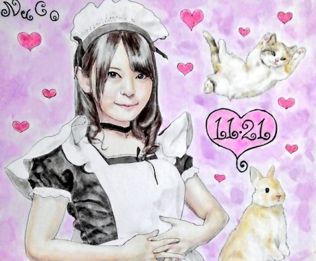 メイドさんコンカフェキャストさん似顔絵お描きします 推しへの誕生日プレゼントなどに似顔絵はいかがですか? イメージ1