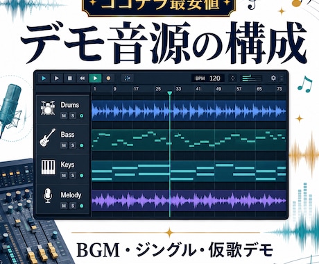 ココナラ最安値｜楽曲制作します 作詞作曲から仮歌まで対応します イメージ2