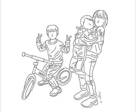 3人用アイコン/イラスト/似顔絵描きます 写真を元に線画でオリジナルイラスト作成！ イメージ1