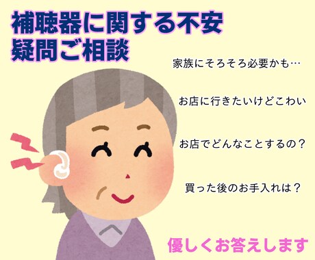 補聴器を買う前の疑問・相談にお答えします 自分で買いたい、家族に勧めたい、でも不安な方へ イメージ1