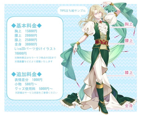 TRPG・Vtuber等◆胸上〜全身立ち絵描きます キャッチーで生き生きとしたキャラクターデザインが得意です！ イメージ2